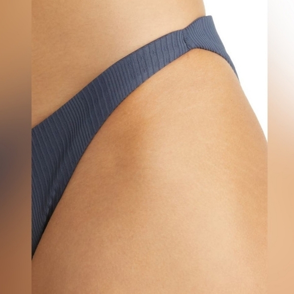 New L*Space Camacho Pointelle Rib Full Cut Slate Bikini Bottom NWT Medium - Picture 2 of 12